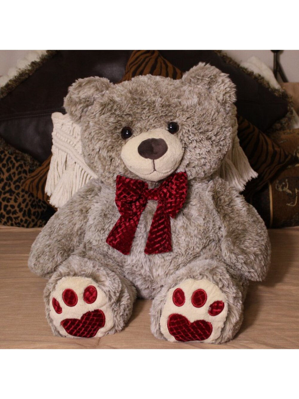 Large Velvet Brown Bear Plush Soft Stuffed Animal 18" x 18" Sitting Upright